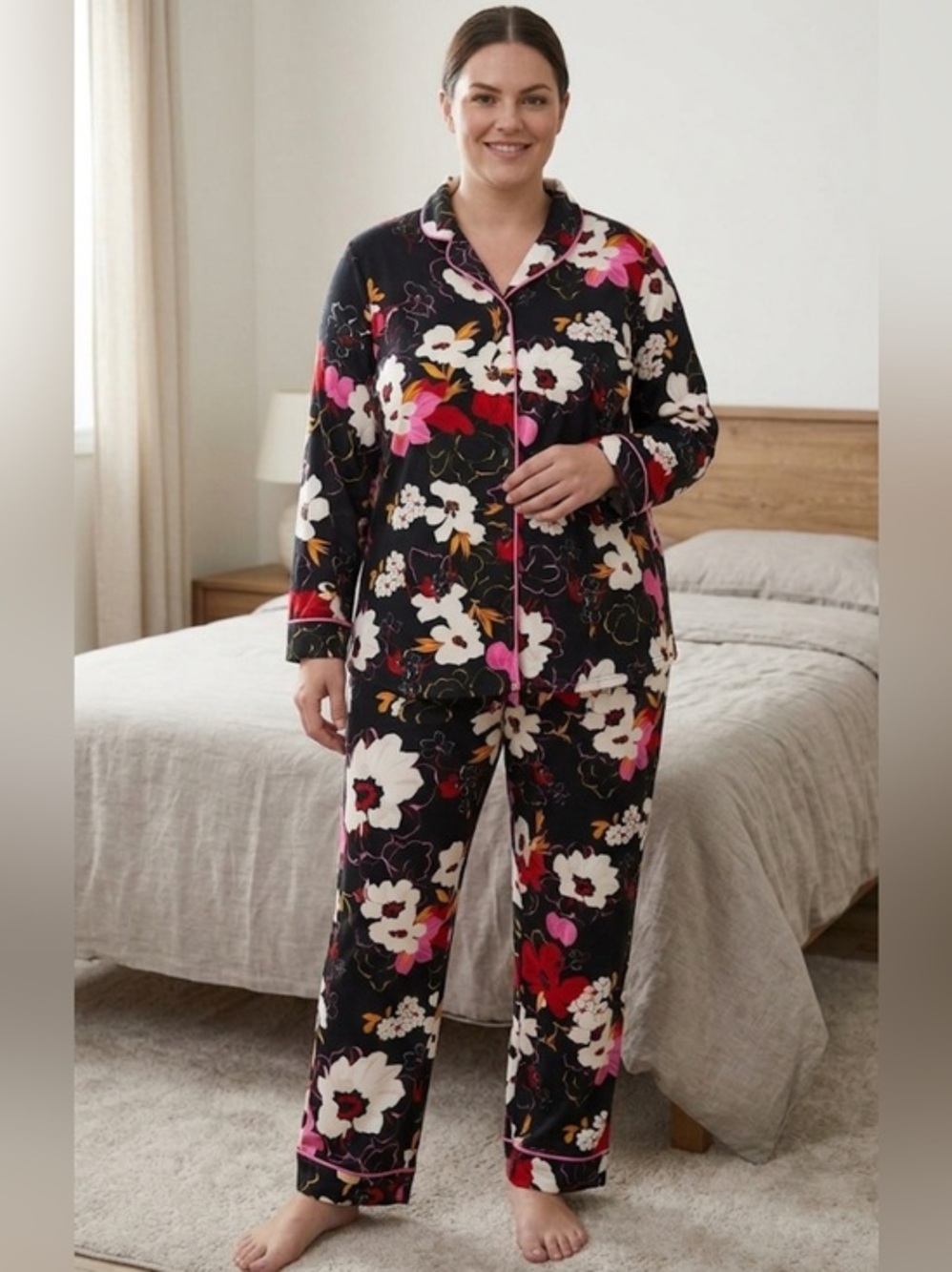 Room Service Womens 2-Piece Shawl Collar Pajama Set NWOT Size XL